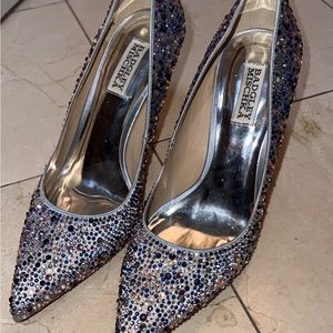 Badgley Mischka rhinestone crystal pumps size 9 high heel shoes